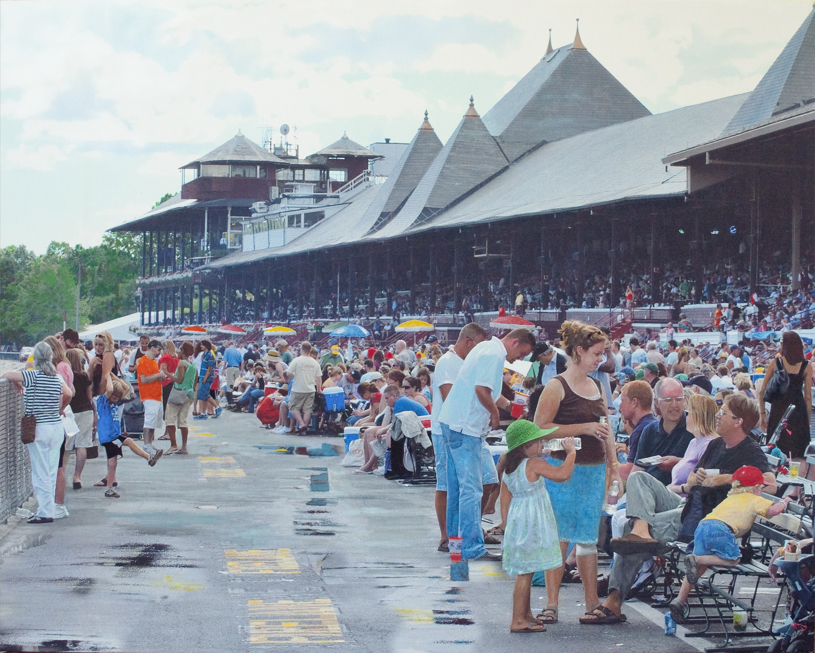 At the Ready is a Saratoga Racetrack painting by Photorealist painter Denis Peterson