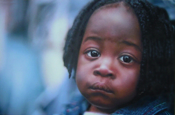 Hyperreal painting Goodbye Blue Sky by Denis Peterson